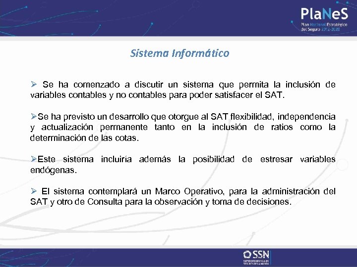 Sistema Informático Ø Se ha comenzado a discutir un sistema que permita la inclusión