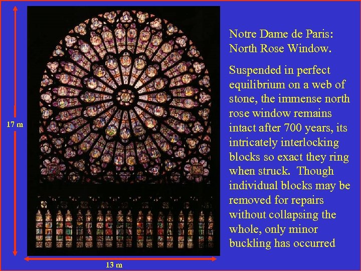 Notre Dame de Paris: North Rose Window. Suspended in perfect equilibrium on a web