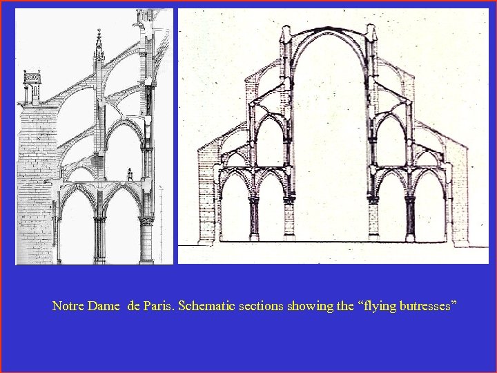 Notre Dame de Paris. Schematic sections showing the “flying butresses” 