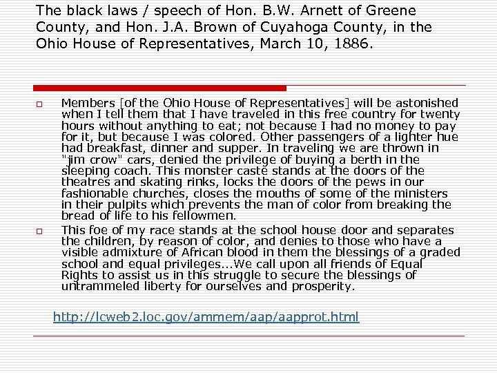 The black laws / speech of Hon. B. W. Arnett of Greene County, and