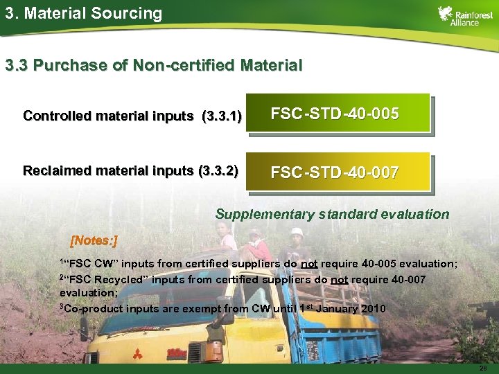 3. Material Sourcing 3. 3 Purchase of Non-certified Material Controlled material inputs (3. 3.