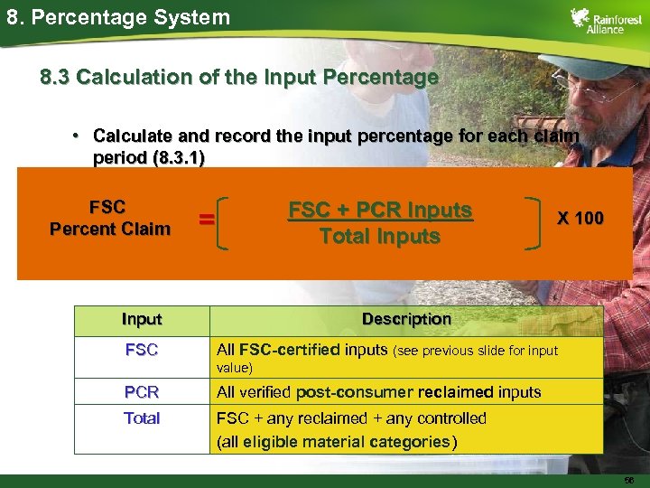 8. Percentage System 8. 3 Calculation of the Input Percentage • Calculate and record