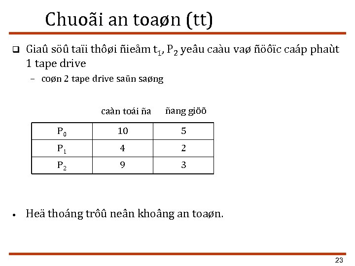 Chuoãi an toaøn (tt) q Giaû söû taïi thôøi ñieåm t 1, P 2