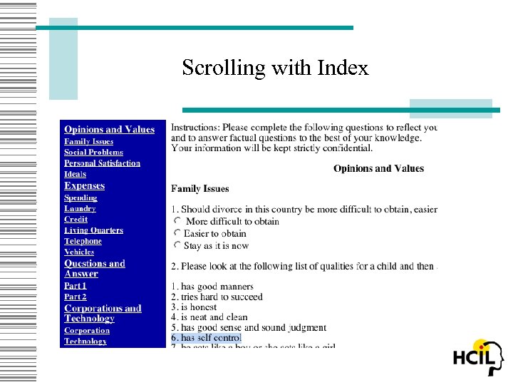 Scrolling with Index 