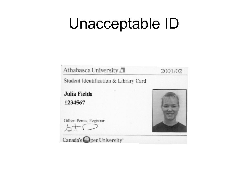 Unacceptable ID 