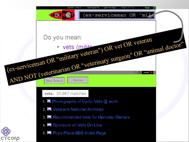 (ex-serviceman OR ”mili Do you mean: n vetera ” • vets (military veteran) OR