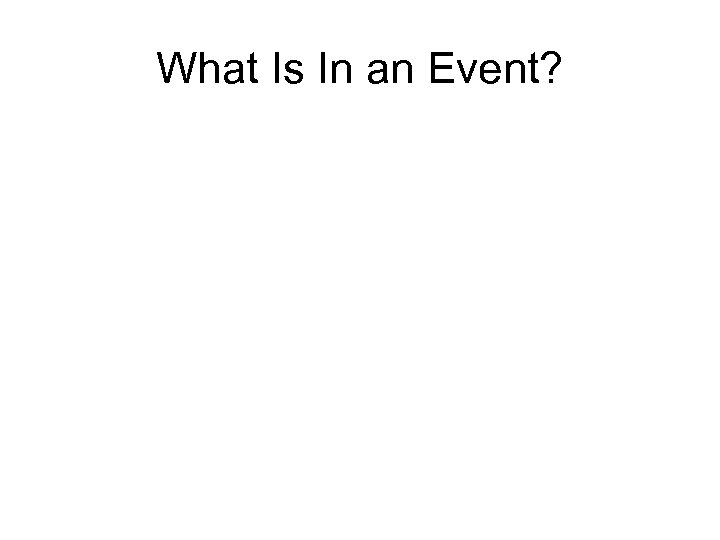 What Is In an Event? 