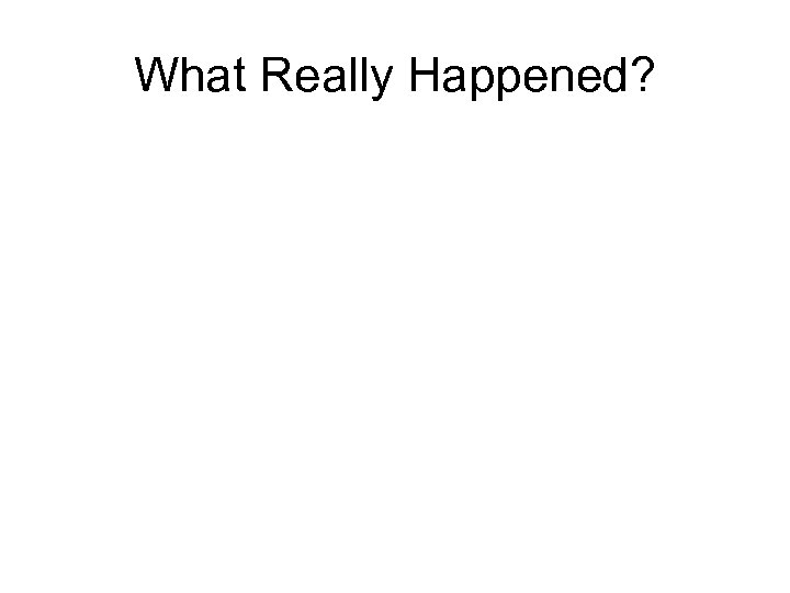 What Really Happened? 