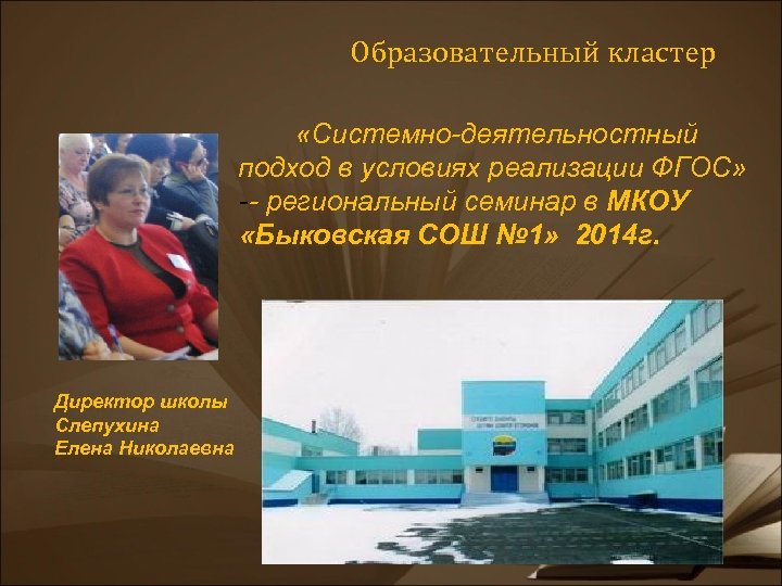 Образовательный кластер «Системно-деятельностный подход в условиях реализации ФГОС» -- региональный семинар в МКОУ «Быковская