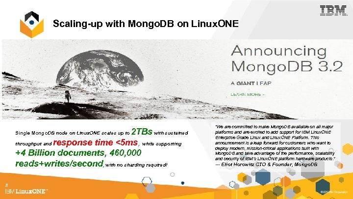 Scaling-up with Mongo. DB on Linux. ONE 2 TBs with sustained throughput and response