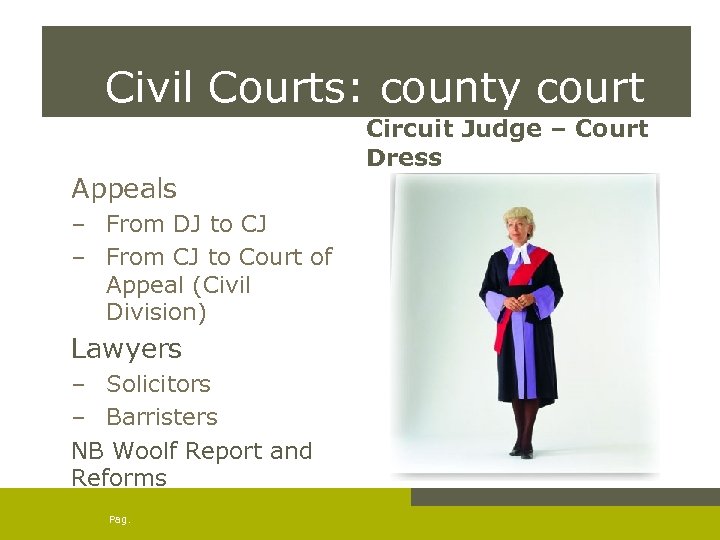 Civil Courts: county court Circuit Judge – Court (2) Dress Appeals – From DJ