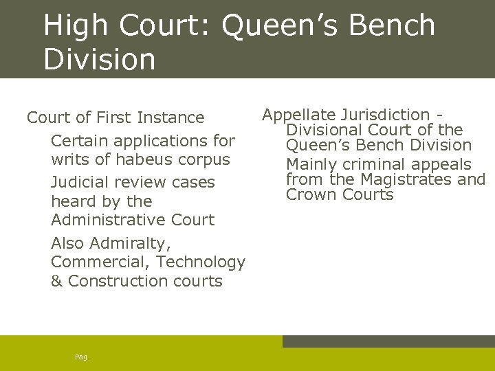 High Court: Queen’s Bench Division Appellate Jurisdiction - Court of First Instance Divisional Court