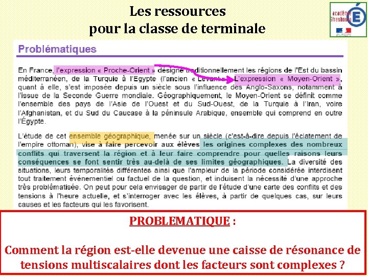 Les ressources pour la classe de terminale Ø Ensemble et sous-ensemble géopolitique. Extension des