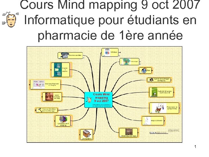 Cours Mind mapping 9 oct 2007 Informatique pour étudiants en pharmacie de 1ère année