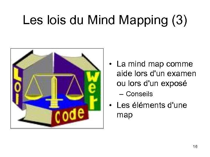 Les lois du Mind Mapping (3) • La mind map comme aide lors d'un