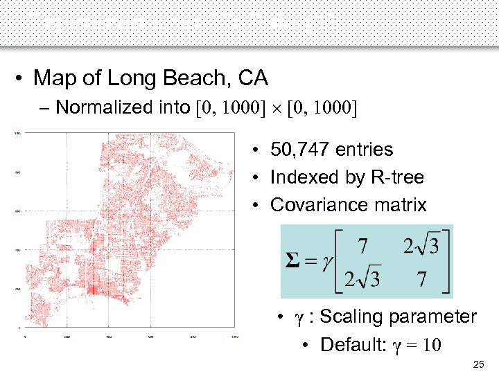 Experiments on 2 D Data (1) • Map of Long Beach, CA – Normalized