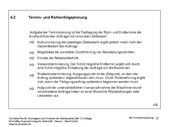 4. 2 Termin- und Reihenfolgeplanung Aufgabe der Terminplanung ist die Festlegung der Start- und