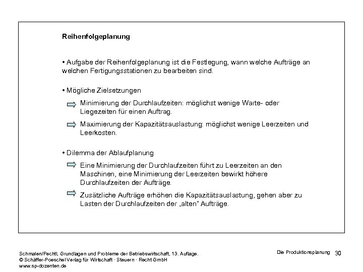 Reihenfolgeplanung • Aufgabe der Reihenfolgeplanung ist die Festlegung, wann welche Aufträge an welchen Fertigungsstationen