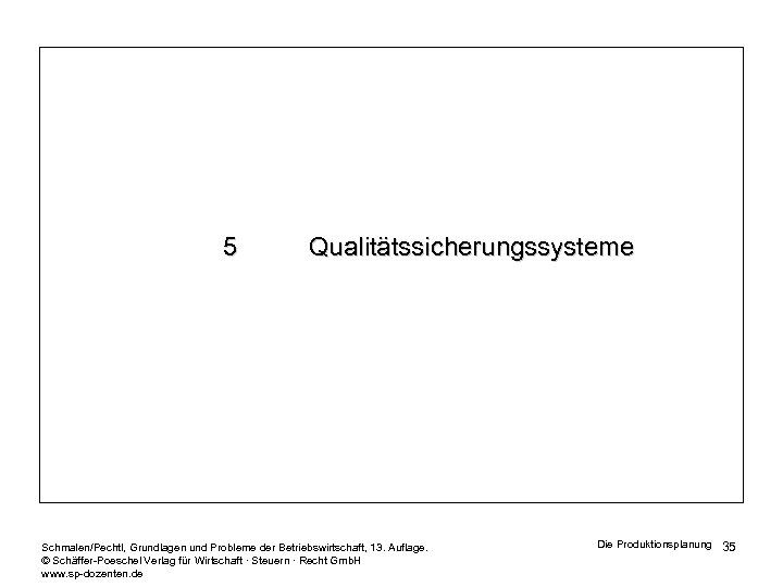 5 Qualitätssicherungssysteme Schmalen/Pechtl, Grundlagen und Probleme der Betriebswirtschaft, 13. Auflage. © Schäffer-Poeschel Verlag für