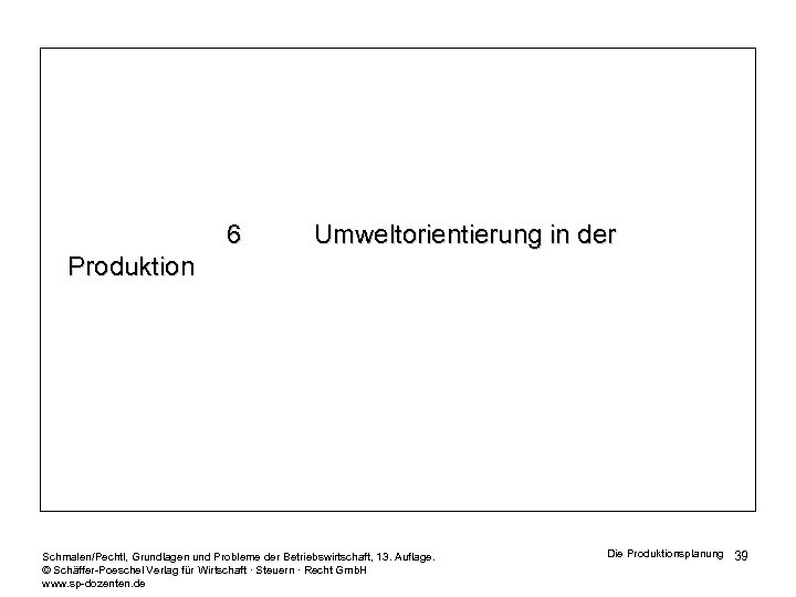 6 Umweltorientierung in der Produktion Schmalen/Pechtl, Grundlagen und Probleme der Betriebswirtschaft, 13. Auflage. ©