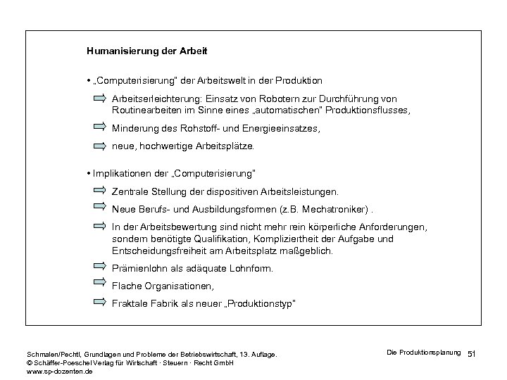 Humanisierung der Arbeit • „Computerisierung“ der Arbeitswelt in der Produktion Arbeitserleichterung: Einsatz von Robotern