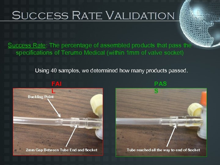 Success Rate Validation Success Rate: The percentage of assembled products that pass the specifications