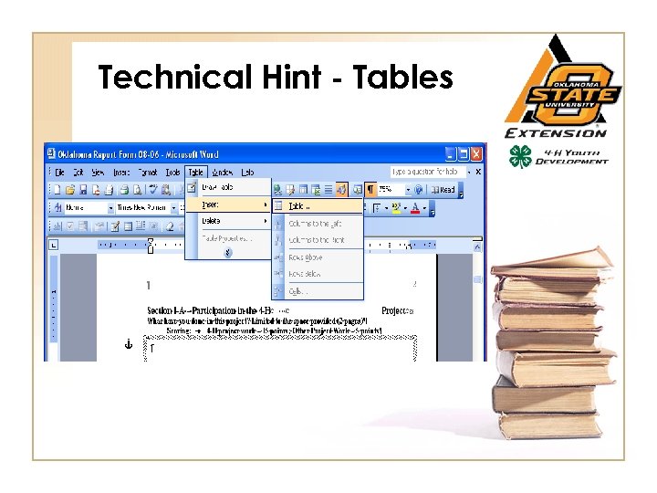 Technical Hint - Tables 