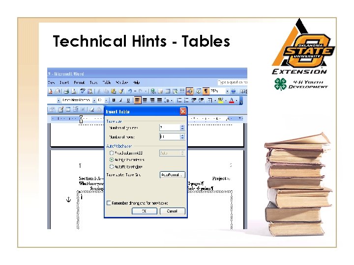 Technical Hints - Tables 