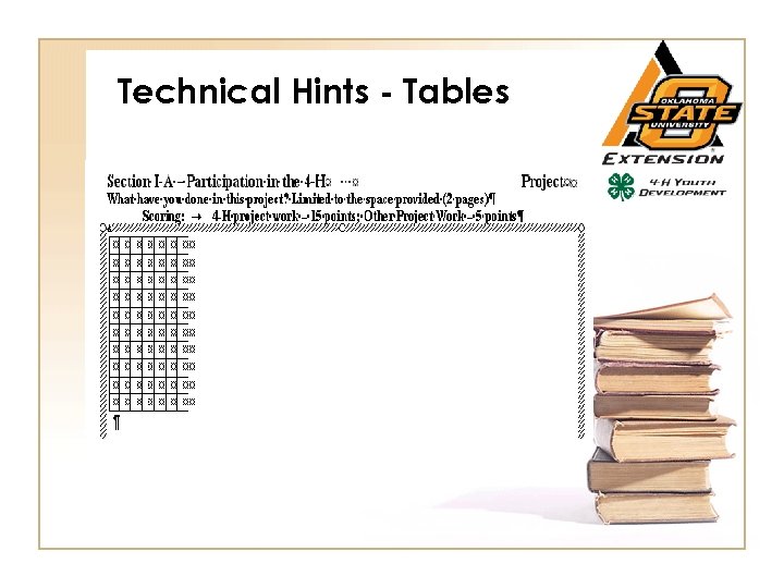 Technical Hints - Tables 