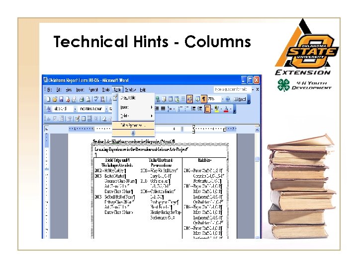 Technical Hints - Columns 