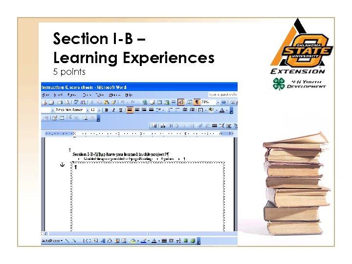 Section I-B – Learning Experiences 5 points 