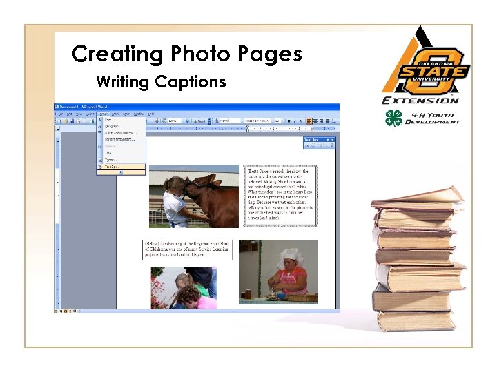 Creating Photo Pages Writing Captions 
