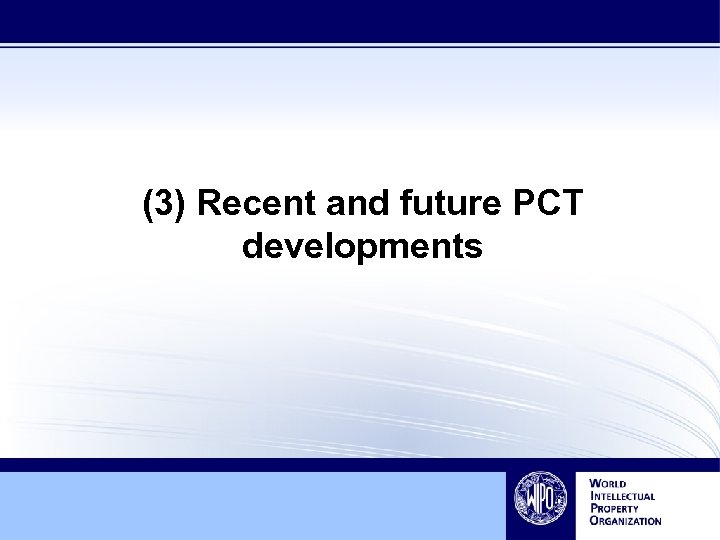 (3) Recent and future PCT developments 