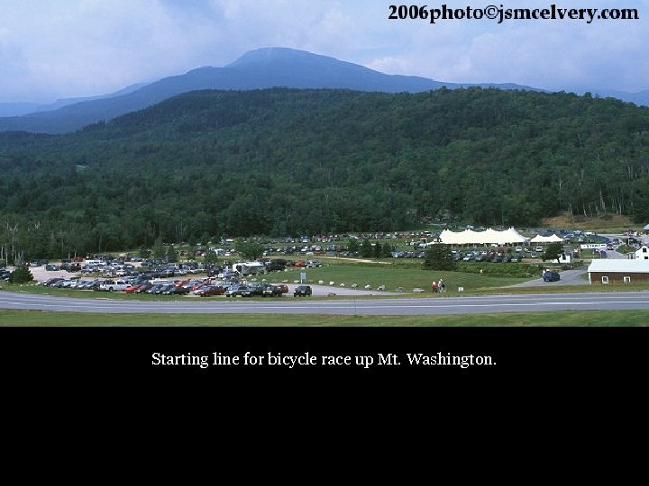 Starting line for bicycle race up Mt. Washington. 
