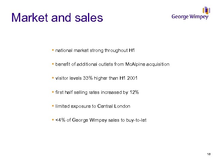 Market and sales national market strong throughout H 1 benefit of additional outlets from