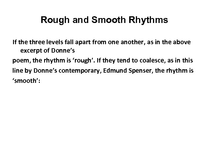 Rough and Smooth Rhythms If the three levels fall apart from one another, as
