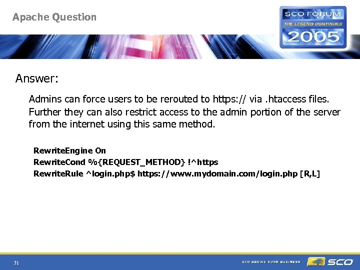 Apache Question Answer: Admins can force users to be rerouted to https: // via.