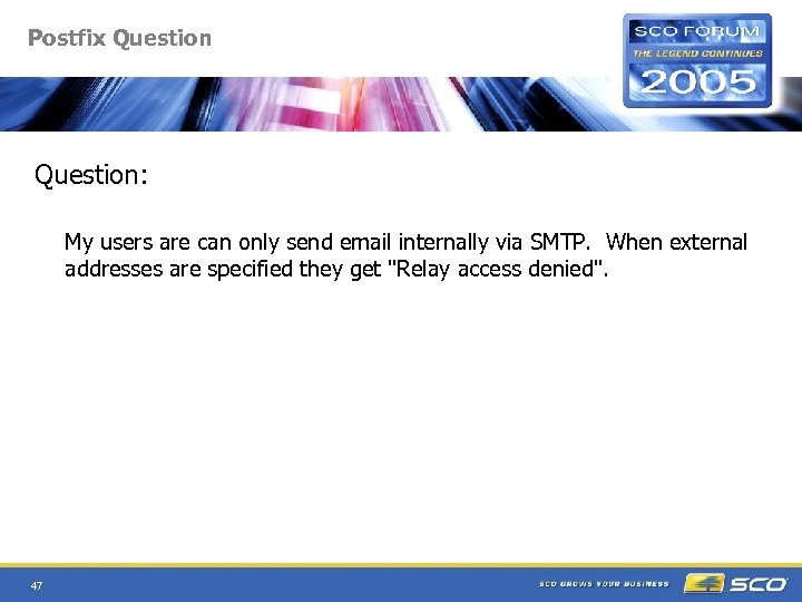 Postfix Question: My users are can only send email internally via SMTP. When external