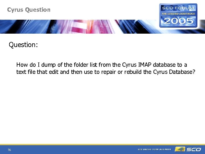 Cyrus Question: How do I dump of the folder list from the Cyrus IMAP