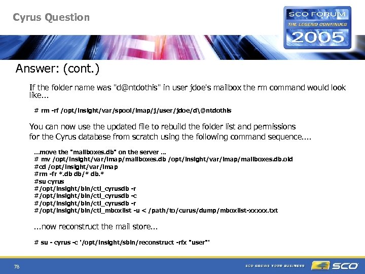 Cyrus Question Answer: (cont. ) If the folder name was "d@ntdothis" in user jdoe's