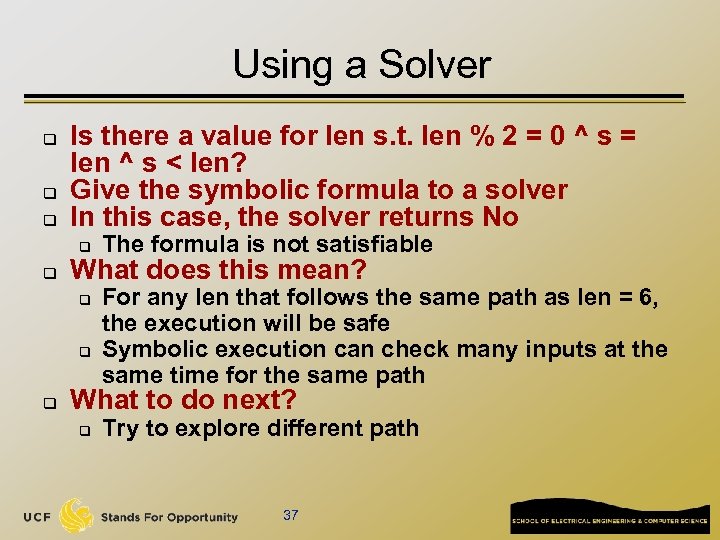 Using a Solver q q q Is there a value for len s. t.