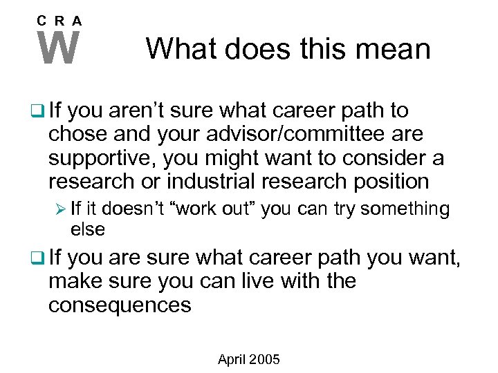 C R A W What does this mean q If you aren’t sure what