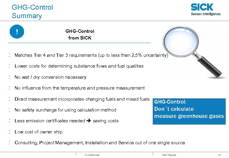 GHG-Control Summary ! GHG-Control from SICK : Matches Tier 4 and Tier 3 requirements