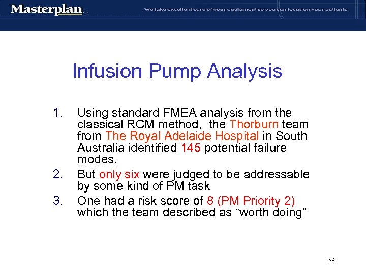 Infusion Pump Analysis 1. 2. 3. Using standard FMEA analysis from the classical RCM
