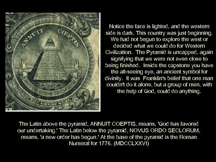 Notice the face is lighted, and the western side is dark. This country was