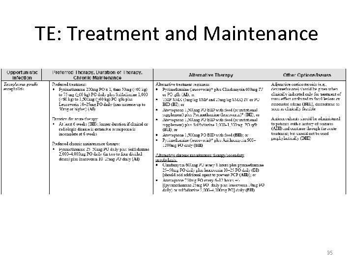 TE: Treatment and Maintenance 35 