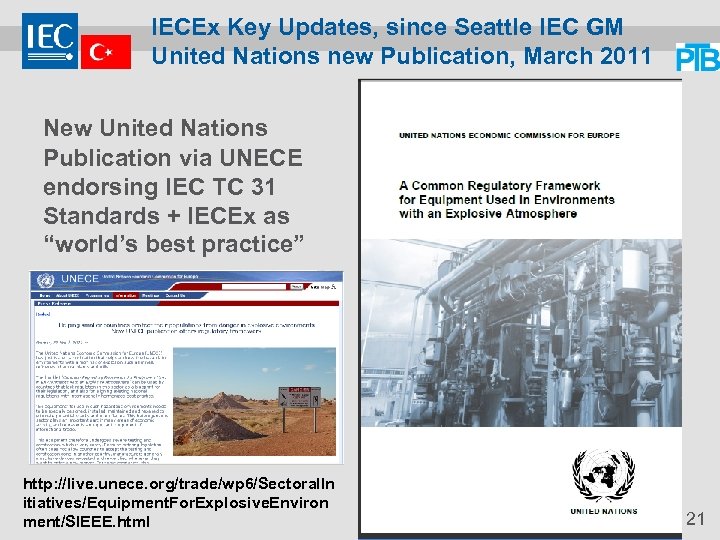 IECEx Key Updates, since Seattle IEC GM United Nations new Publication, March 2011 New