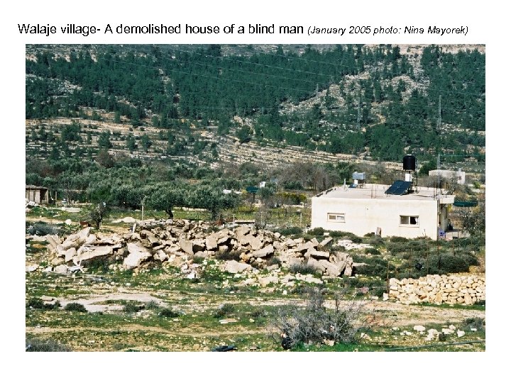 Walaje village- A demolished house of a blind man (January 2005 photo: Nina Mayorek)