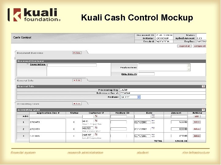 Kuali Cash Control Mockup 