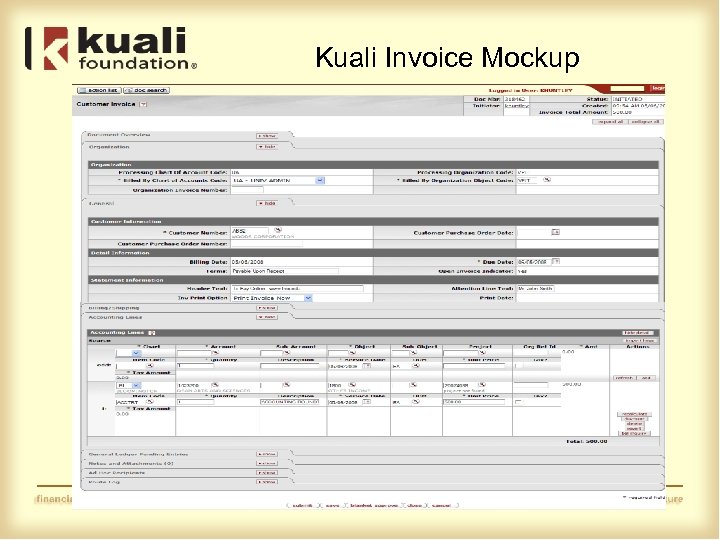 Kuali Invoice Mockup 